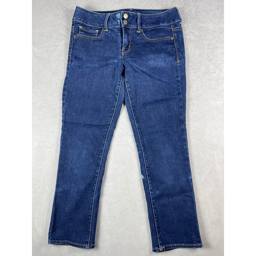 American Eagle Kids Girls Size 8 Regular Dark Wash Straight‎ Leg Stretch Jeans